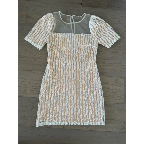 Lulus White Embroidered Mesh Mini Dress Short Sleeve - Picture 2 of 7